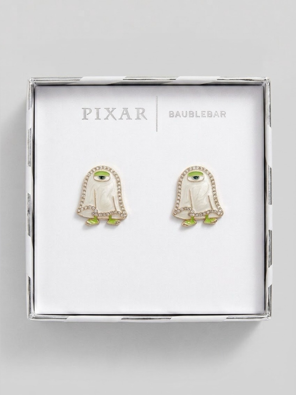 BaubleBar x Disney Pixar Monsters Inc Mike Wazowski Ghost Stud Earrings NIB